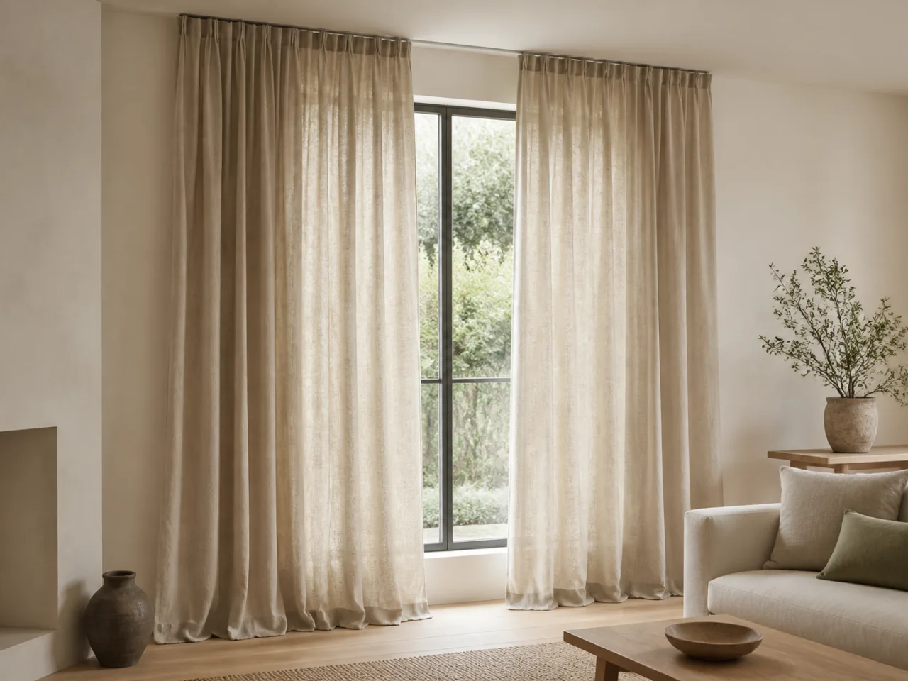 Natural linen curtains
