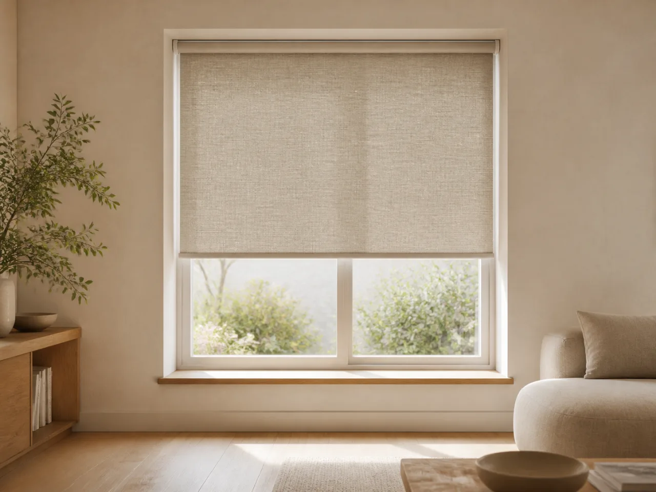 Woven oat roller blind