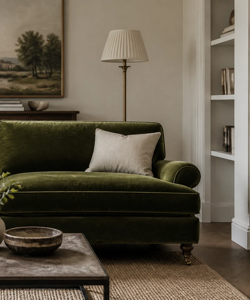 Customer lounge after moss velvet visualisation
